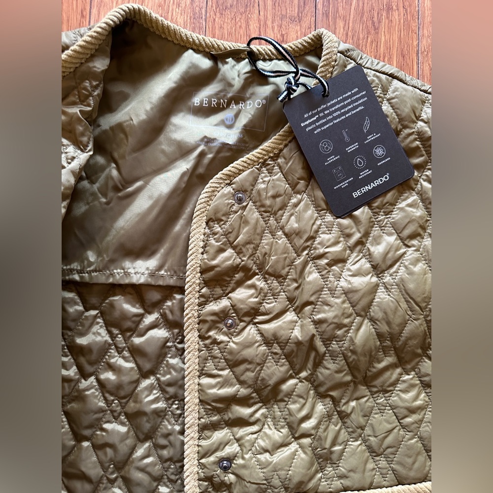 BERNARDO Cordurouy Trim Quilted Liner Jacket Size Small - Picture 4 of 4